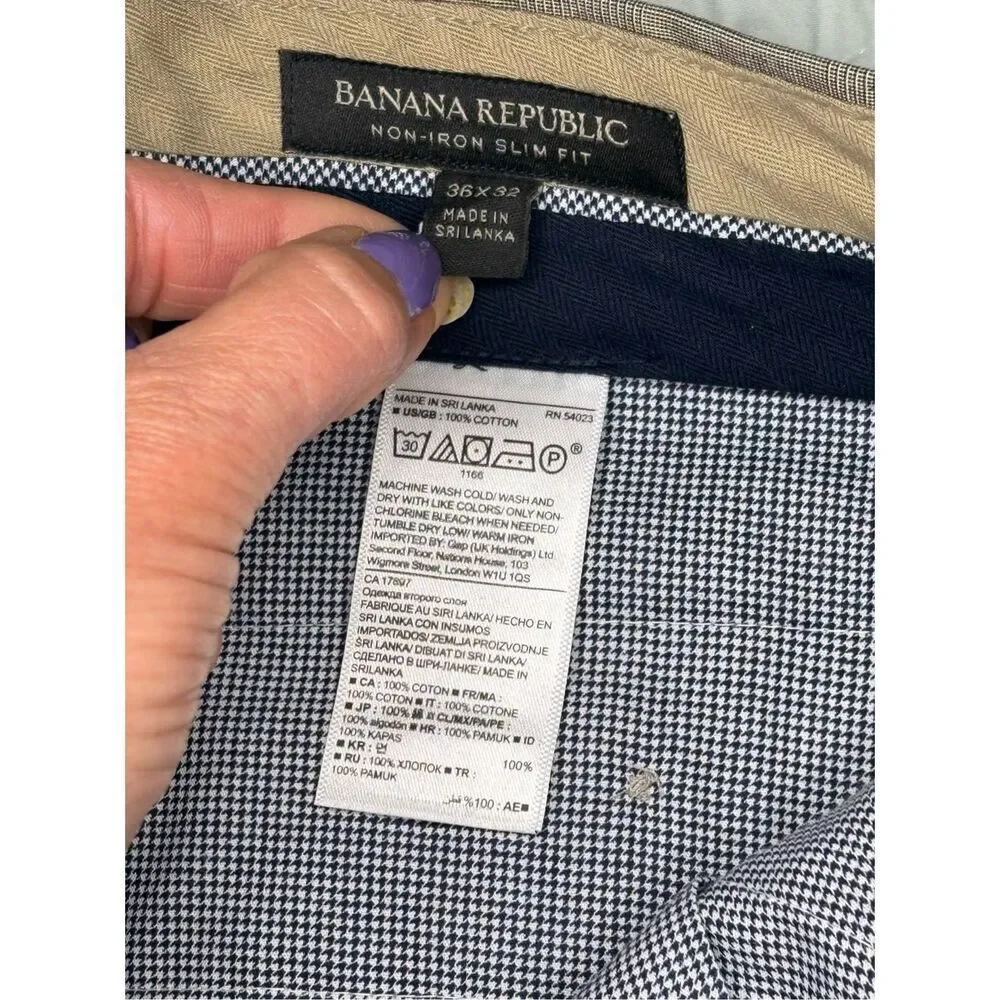 NWT Banana Republic Non-Iron tan cotton Slim Fit pants - 36x32